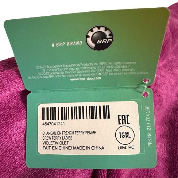 Sea-Doo Women’s 2XL Violet Terry Sweatshirt Pullover Sporty Coastal Loungewear - Picture 8 of 8